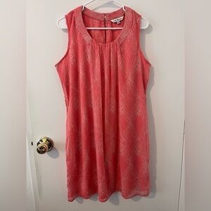 Latin Quarter Sleeveless Mini Dress Coral Pink Pattern XXL